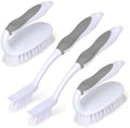 Scrub Brush Set, 4 Pack Deep Cleaning Brush Kit, Gray by HileSwan