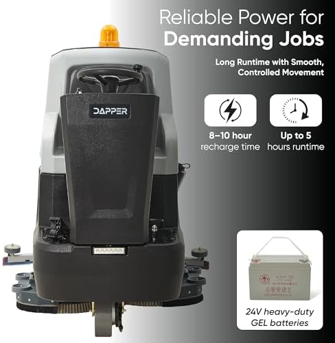 Battery Powered Ride-On Commercial Floor Scrubber Machine, 38" Brush, 48" Squeegee Width, 46 gal Solution Tank, 48 gal Recovery Tank, 5 hr Use 8 hr Charge, 180 RPM, 84,000 Sqft/H, Batteries Included - Image 6