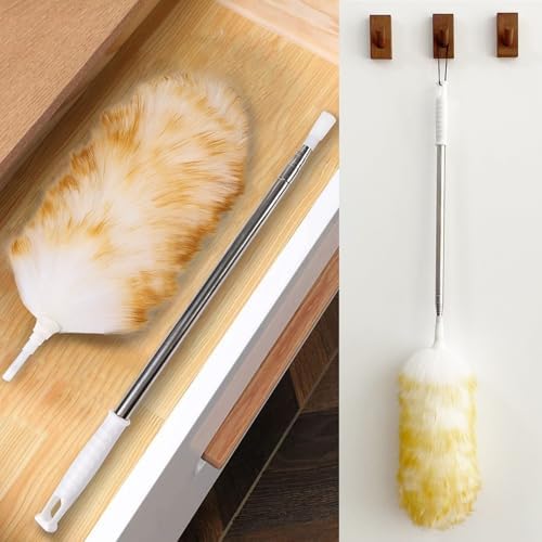 Lambswool Extendable Duster 29-110 Inch, Anti-Static Flexible Head, Stainless Steel Pole for High Ceilings, Fans, Interior & Roof Dusting. - Image 6