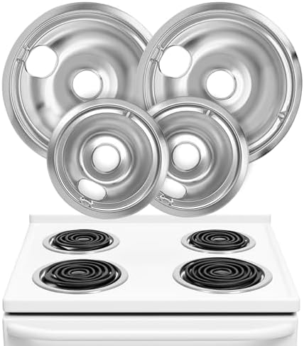 Electric Stove Drip Pans Set of 4 (2 x 6-Inch & 2 x 8-Inch) Replacement Stove Drip Pans for Electric Stove for GE & Hotpoint Ranges - Compatible with WB31T10010 and WB31T10011 Stove Burner Drip Pan by LindasEssentials