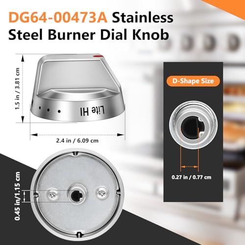 DG64-00473A Gas Stove Control Knob Replacement Compatible with Samsung 5pcs - Image 2