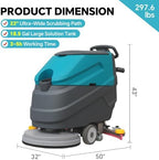 T380 22" Walk-Behind Commercial Floor Scrubber Machine,Large Tank - Image 2