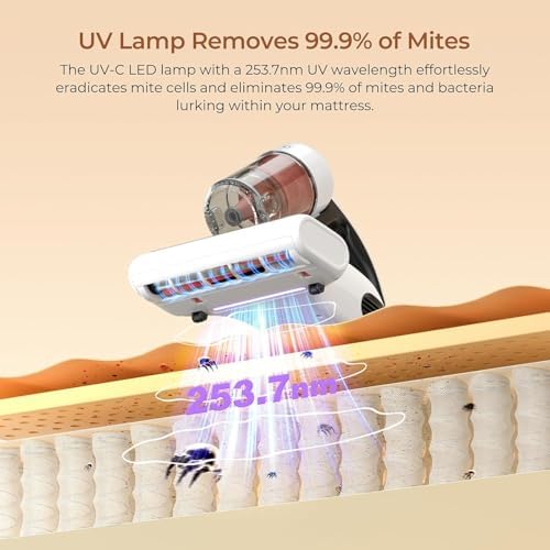 JIGOO J200 Improve Sleep Mattress Vacuum Cleaner Uv Sanitizing, Deep Cleaning Bed Vacuum Non-Destructive Fabrics, 99.9% Effective Filtration for Allergy Sufferers - Image 4