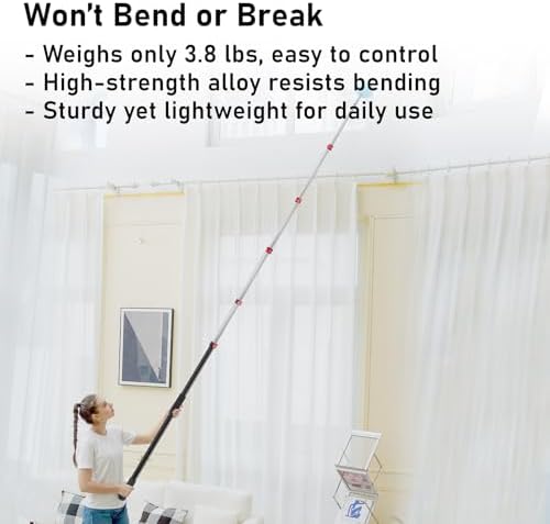 24FT Telescoping Extension Pole - Adjustable Aluminum Paint Roller Pole with 3/4" Universal Threaded Tip - Flip-Lock Extendable Pole for Window Roof Pool Cleaning - Image 3