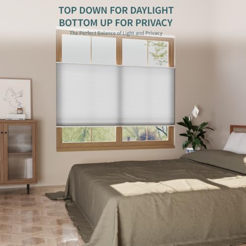 Custom Size MYshade Top Down Bottom Up Shades Light Filtering Cordless Blinds for Indoor Windows Cellular Blinds & Shades Window Covering Easy to Install, White - Image 3