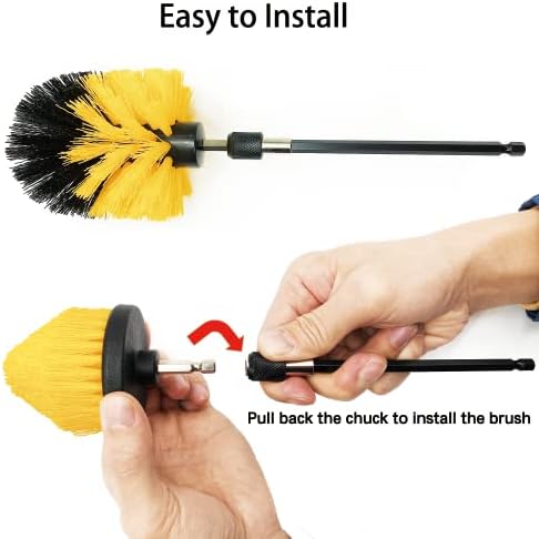 8 Pack Drill Brush Attachment Set,1/4in Power Scrubber Brush + Extend Long Rod, Multi-Purpose Brush Drill Attachment, Power Cleaning Scrub Brush for Bathroom, Tub, Tile(Green) - Image 5