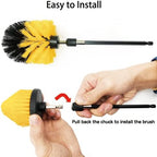 8 Pack Drill Brush Attachment Set, 1/4in Power Scrubber Brush + Extend Long Rod, Multi-Purpose Power Cleaning Scrub Brush for Bathroom, Tub, Tile, Corner, Floor(Red) - Image 5