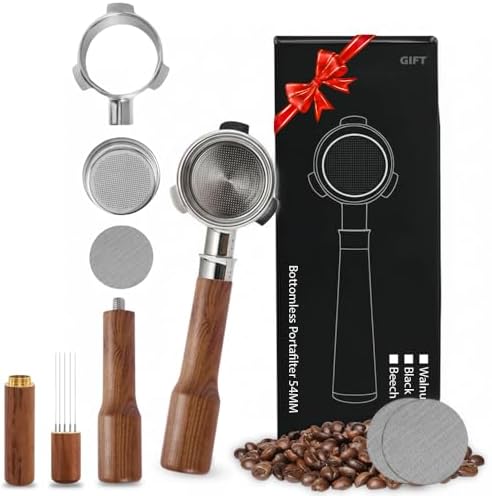 54mm Bottomless Portafilter for Breville Machines – Espresso Portafilter 54mm with 2 Puck Screens & WDT Tool, Coffee Maker Accessories for Barista-Quality Brewing by FLEXARO