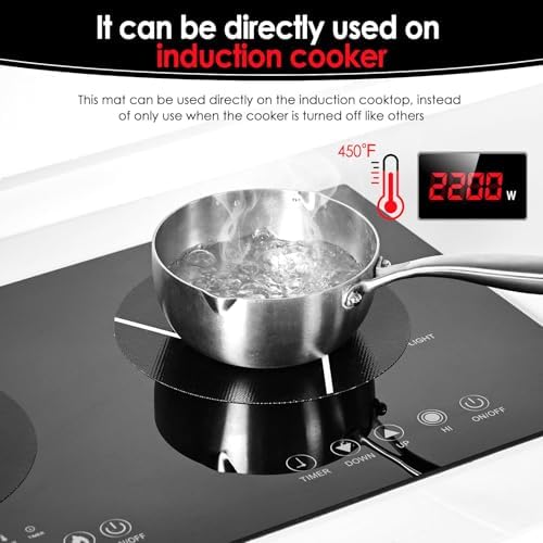 4PCS Induction Cooktop Mat Set, Silicone Fiberglass Magnetic Stove Scratch Protector, Non-Slip Pads Prevent Pot Sliding for Safe Cooking (Black, 2×Dia.7.87" + 2×Dia.9.45") - Image 6