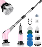 Dovety Electric Spin Scrubber, Extendable Handle, 8 Brush Heads-Pink by Dovety