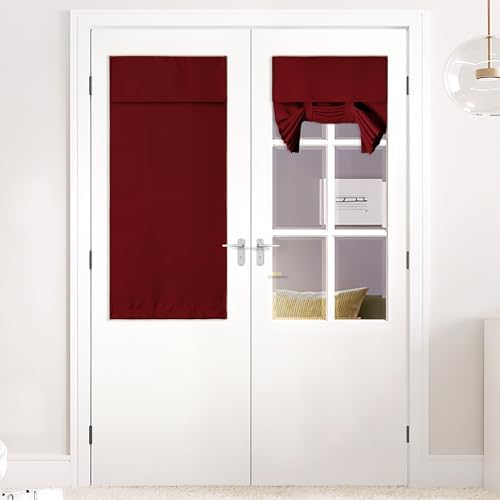 NICETOWN Burgundy Red Blackout French Door Curtain for Small Half Window by NICETOWN