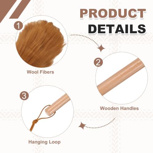 uxcell Wool Duster, 14.2" Natural Feather Cleaner Household Cleaning Duster with Solid Wooden Handle for Cleaning Fans Window Blinds Shelves Furniture, Light Brown - Image 3
