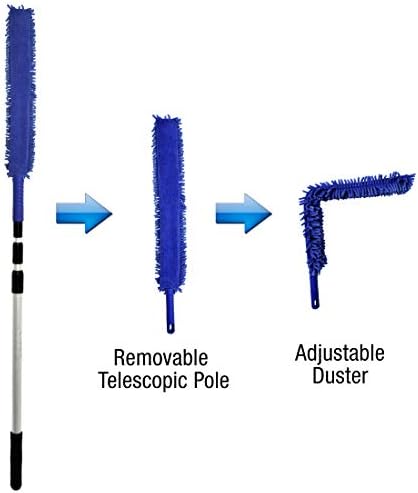 CleanAide Handheld Reusable Microfiber Flex Duster with Adjustable Telescopic Reach Pole – Bendable, Lightweight, Dust Cleaner for Blinds, Shutters, Radiators, Electronics, Glass, Hard-to-Reach Areas - Image 6
