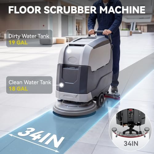 Walk-Behind Commercial Floor Scrubber Machine 22" - Image 3