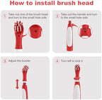 Rechargeable Electric Cleaning Brush with 4 in 1 Multiple Brush Heads and USB Cable, Indoor Household Cordless Motorized Brush for Bathroom Toilet Kitchen Tile Crevice (White & Red) - Image 5
