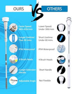 UBeesize Electric Spin Scrubber,Long Cordless Cleaning Brush,Rotatable Shower Scrubber with 8 Replaceable Heads,Adjustable Detachable Handle Bathroom Scrubber for Bathtub,Tile,Floor and Car Cleaning - Image 3
