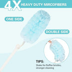 60 Count Heavy Duty Duster Refills for Swiffer, Multisurface 360° Larger Size Dusters with 4X Cleaning Power, Disposable Dusters for Pet, Cleaning Home, Blinds, Fans, Corners (60 pcs-Blue) - Image 4
