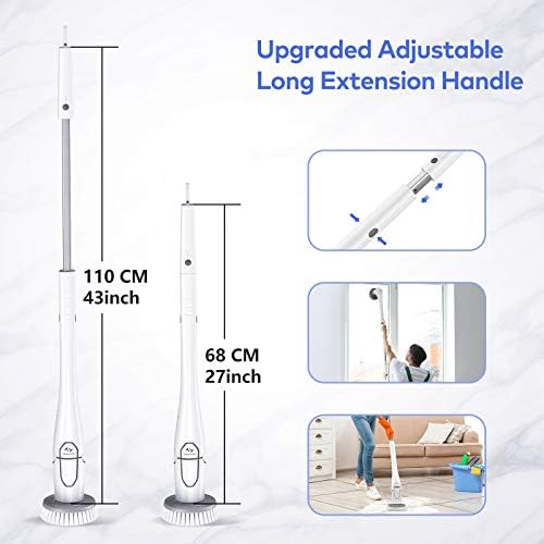 Tilswall Cordless Electric Spin Scrubber - IPX7 Waterproof Cleaning Brush with 180Min Runtime & 43" Extendable Handle, Ideal Gift for Home/Bathroom/Car (Includes 4 Brush Heads) - Image 3
