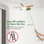 Ceiling Fan Cleaner Cobweb Duster with 6Ft/72'' Extension Pole High Ceiling Fan Blade Cleaning Tool Microfiber Duster Reusable Pads for Cleaning Ceiling Fan, Spider Web, Baseboard, Blind - Image 3