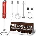 InstaWhisk Milk Frother with Variable Speed, Rechargeable Coffee Frother Wand with Detachable Double Whisk, Handheld Electric Stirrer for Latte, Cappuccino, Matcha, Almond Milk, Protein, Red by Unknown