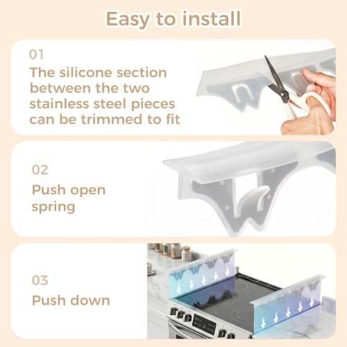 Silicone Stove Gap Covers with Stainless Steel, Oven Gap Filler Seals Gaps Between Stovetop and Counter, Stove Gap Guards Range Trim Kit, Easy to Clean Stove Gap Guard (Clear 2 Pack,21") - Image 4