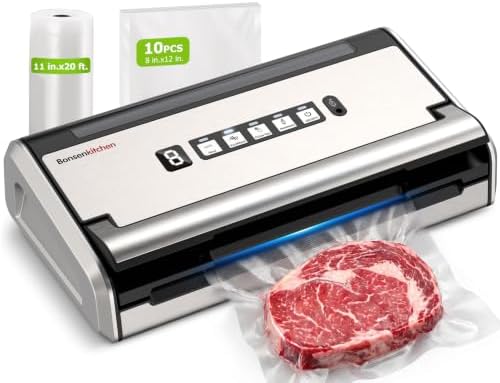 Bonsenkitchen Vacuum Sealer for Food, Stainless Steel, 0.2-inch Wider Seal by Bonsenkitchen
