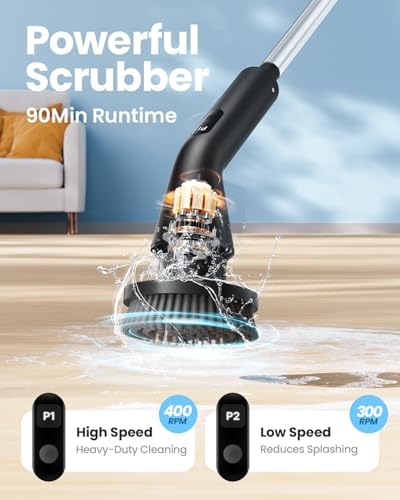 Electric Spin Scrubber, Power Shower Cleaning Brush with Extendable Handle - Image 2