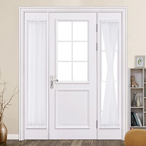 MIULEE White 25 x 72 Inches Sidelight Sheer Curtains for French Door by MIULEE