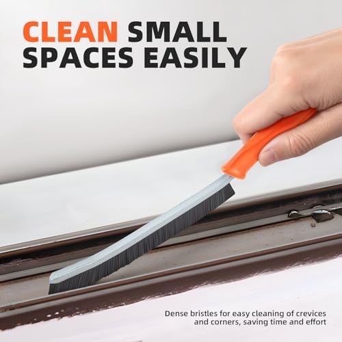 FOOGWEE Hard Bristle Crevice Cleaning Brush - Cleaning Supplies - Grout Cleaning Brushes for Household Use - Crevice Cleaning Tool for Bathroom, Home and Kitchen (3, Orange) - Image 2