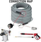 Hourleey Pressure Washer Hose 100FT, Kink Resistant High Tensile Wire Power Washer Hose, Rubber Wire Braided with 3/8" Quick Connect for Hot/Cold Water, 4000 PSI, Gray - Image 2