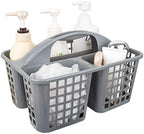 Portable Shower Caddy Basket Plastic Storage Basket with Compartments Grey by JiatuA