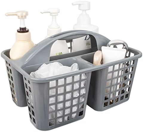 Portable Shower Caddy Basket Plastic Storage Basket with Compartments Grey by JiatuA