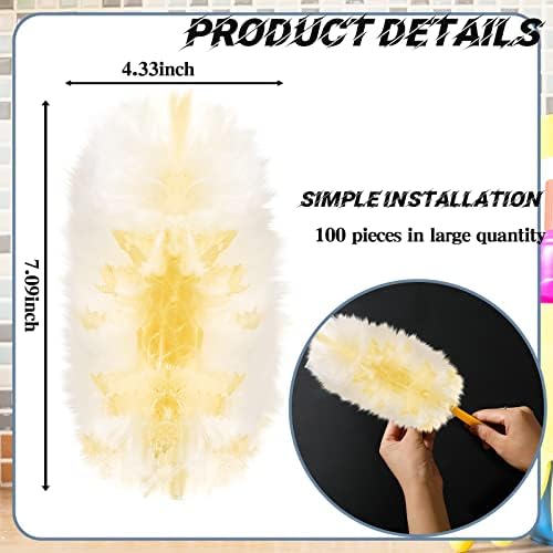 Vesici 100 Pcs Duster Refills Compatible with Swiffer Dusters Bulk Disposable Replacement Thickened with 1 Handle Heavy Duty for Cleaning, Office (Yellow) - Image 3