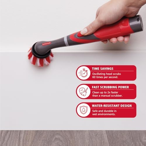 Rubbermaid Reveal Power Scrubber 18-Piece Kit, Cordless Electric Battery Powered Scrub Brush, Water Resistant, for Home/Kitchen/Bathroom/Grout/Tile/Shower/Tub - Image 3