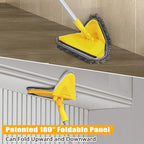 JEHONN Wall Mop with Long Handle 80 Inches, Upgraded 180° Collapsible Baseboard Cleaner Tool with Squeegee, Ceiling Duster with 3 Microfiber and 3 Chenille Pads for Cleaning Window, Cabinet (Yellow) - Image 2