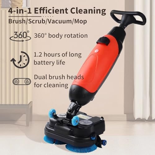 Commercial Floor Scrubber Machine,17” Cleaning Width,Multi Functional Floor Buffer Polisher Machine,240 RPM,Deep Cleaning Tile and Grout, Hardwood Floors and Carpets with Ease Red - Image 5