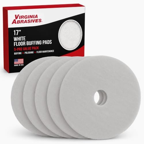 White Floor Maintenance Pads, High-Gloss Buffing & Polishing, 17" - 5 Pack by VirginiaAbrasives