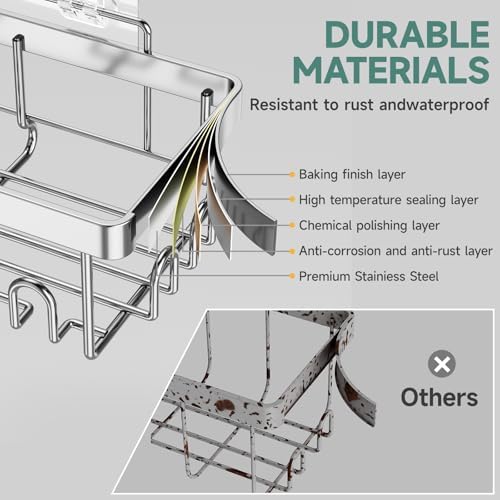 Veken Shower Caddy 6-Pack, Family Choice Award Winner, Large Wall Mounted Shower Rack, Bathroom Shelves Over Toilet, Organizer Storage Accessories with Soap Dish&Toothbrush Holder - Image 4