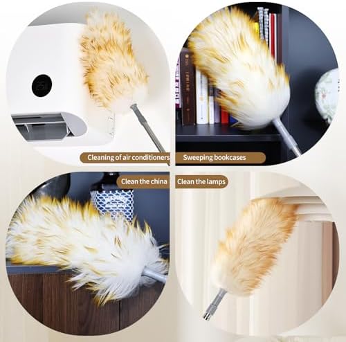 Lambswool Duster for Cleaning with Non-Slip Handle 98.4" Removable Retractable Feather Duster for Cleaning Ceiling Fans Window Blinds Interior Roof Furniture(1PCS) - Image 7