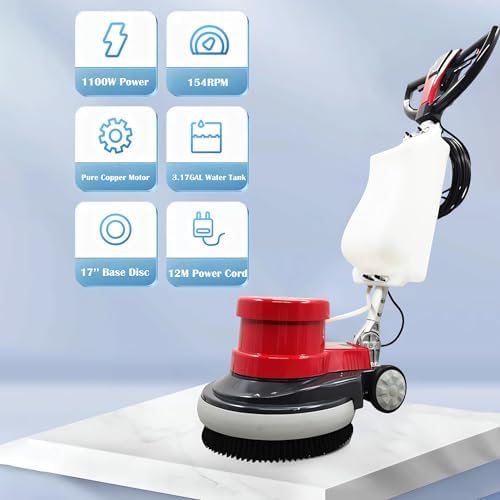Floor Polisher Commercial Floor Scrubber Buffer Carpet Buffer Scrubber 17" Heavy Duty Polisher Machine 154RPM Multifunctional Carpet Cleaner with 3Gal Water Tank 110V - Image 5