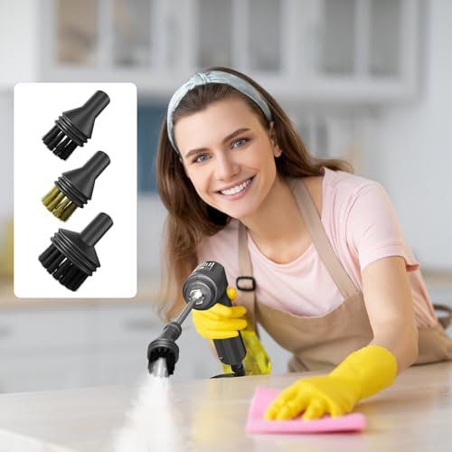 Handheld Steam Cleaner Accessories, Includes 2 Nylon, 1 Brass Brushes, 2 Nylon Nozzles, 1 Extended Nozzle, 2 Flat Scrapers, 1 Window Scraper with 3 Towel Covers, 4 Rubber Ring to Prevent Water Leak - Image 2
