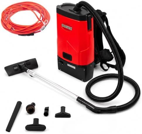 Corded Commercial Backpack Vacuum Cleaner, 106 CFM, 1.6-Gal, 50-ft Cord by SANITMAX