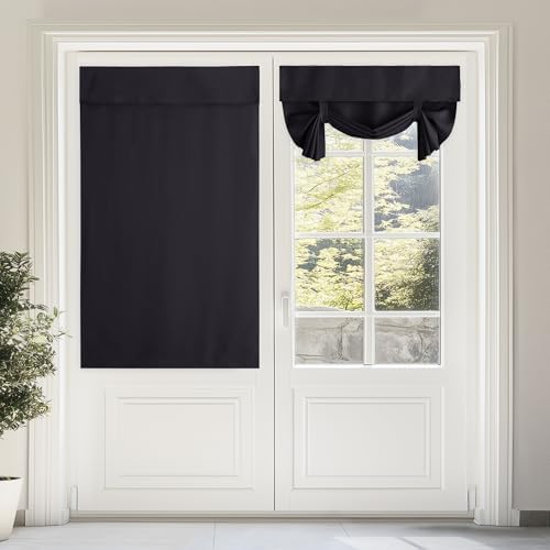 NICETOWN Black Front Tie Up Curtains for French Back Door Windows Cover by NICETOWN