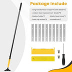 Heavy Duty Floor Scraper with 44.5” long handle, 4” Scraper Tool with 10 Replacement Metal Razor Blades, Paint Scraper for Cleaning Gum Glass Wall Tile Glue Linoleum Stove Top - Image 5
