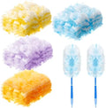 Vesici 100 Pcs Duster Refills Compatible with Swiffer Dusters Bulk Disposable Replacement Thickened with 1 Handle Heavy Duty for Cleaning, Office (Yellow,Blue,Orange,Purple) by Vesici