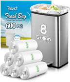 Teivio Medium Clear Trash Bags 8 Gallon 600Count Kitchen Bulk Garbage Bags by Teivio