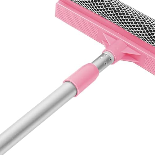 Tofficu Telescopic 80cm Window Cleaning Squeegee and Scrubber with Detachable Handle, Dual-Sided Glass Wiper for Home and Shower Glass Cleaning, Pink Extension Pole Window Cleaner Tool - Image 5