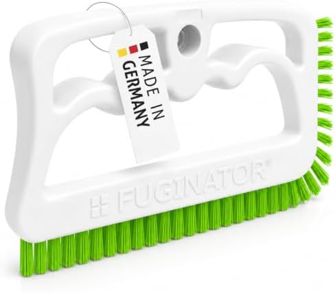 Fuginator Scrub Brush for Tile and Grout: Stiff Nylon Bristle Scrubbing Brush - Bathtub and Shower Scrubber for Floor Joints and Tile Seams - Cleaning Brush (White/Green) by Fugenial