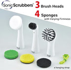 Sonic Scrubber – Super Electric Cleaning Brush | 3 Heads & 4 Multi-Firm Pads to Scrub, Polish & Clean Tile, Grout, Kitchen, Bathroom & More | Water-Resistant | Well-Loved in Japan - Image 3