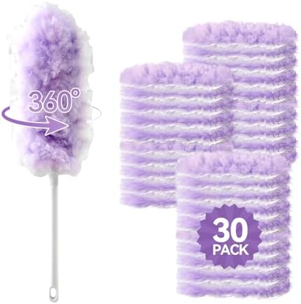 Microfiber Duster Kit, Short Handle with 30 Disposable Refills by LittleSeal